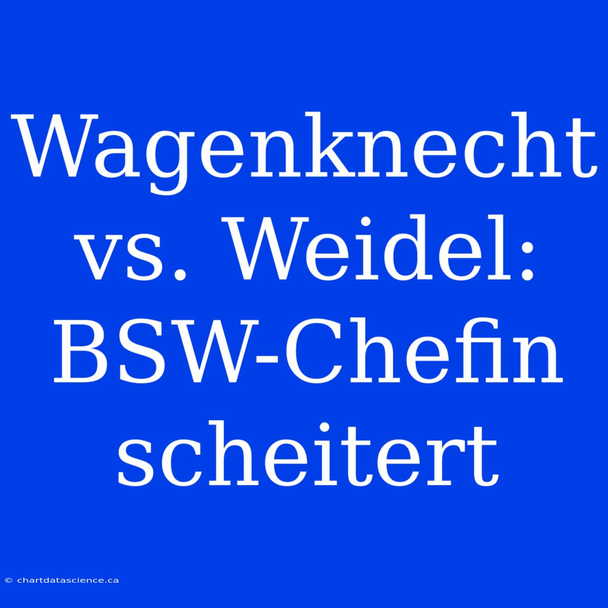 Wagenknecht Vs. Weidel: BSW-Chefin Scheitert