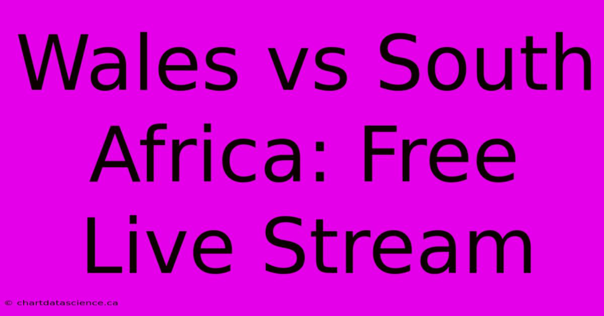 Wales Vs South Africa: Free Live Stream