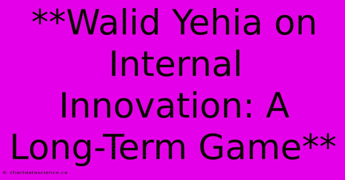 **Walid Yehia On Internal Innovation: A Long-Term Game**