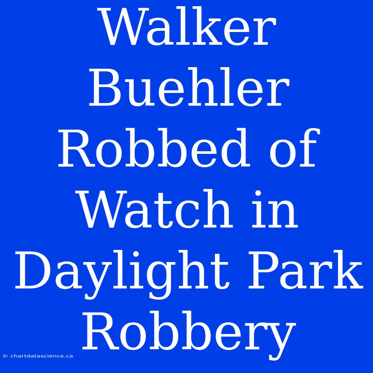 Walker Buehler Robbed Of Watch In Daylight Park Robbery