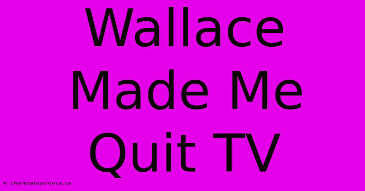 Wallace Made Me Quit TV