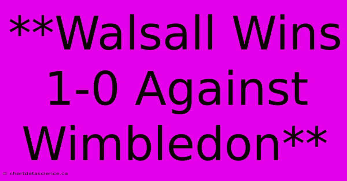 **Walsall Wins 1-0 Against Wimbledon**