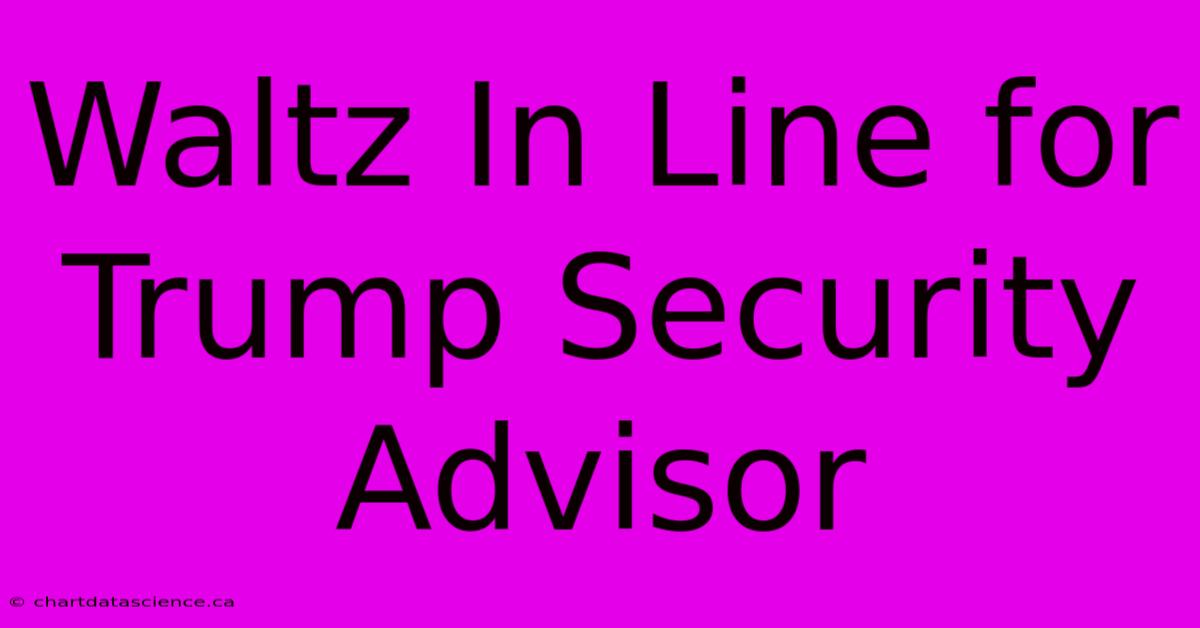 Waltz In Line For Trump Security Advisor 