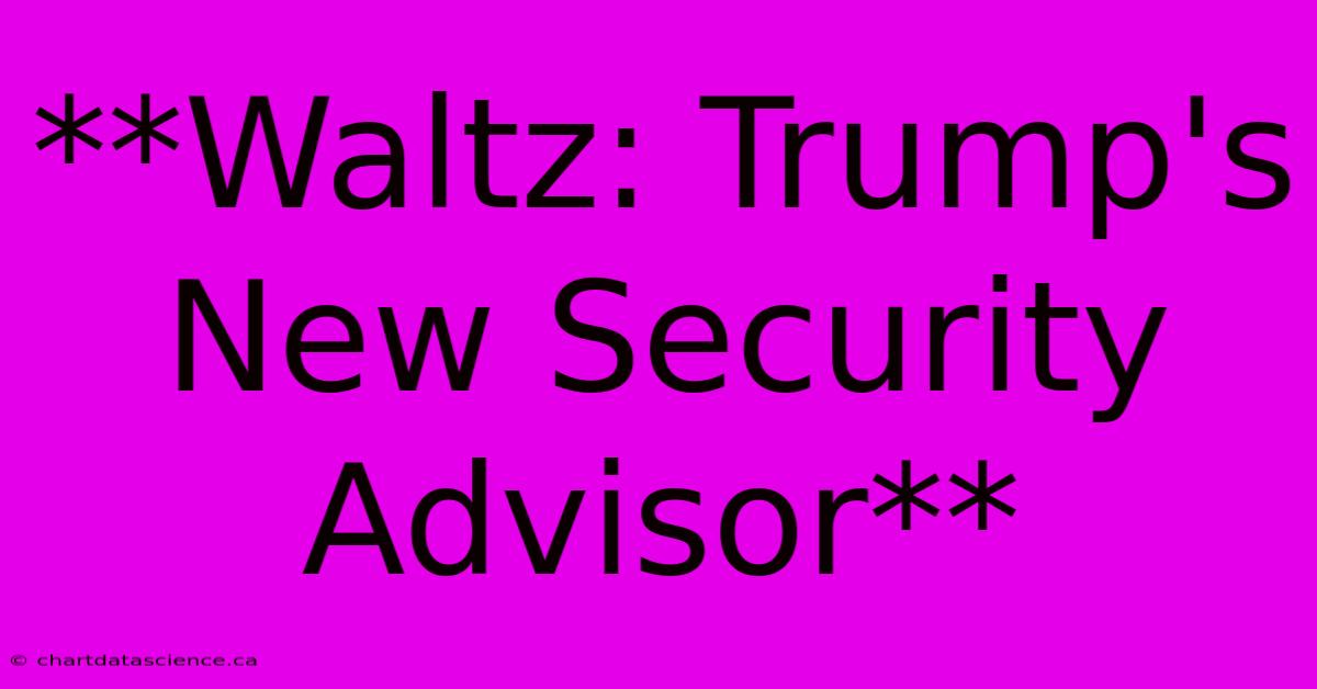 **Waltz: Trump's New Security Advisor**