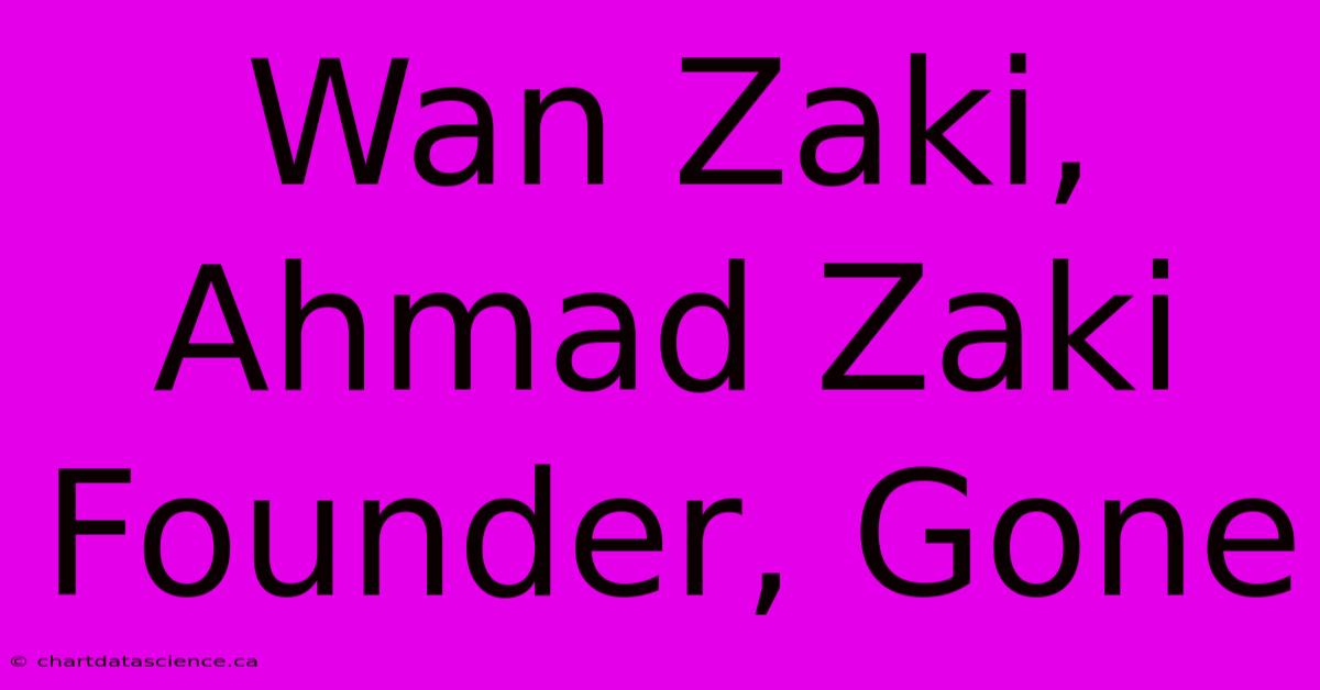 Wan Zaki, Ahmad Zaki Founder, Gone 