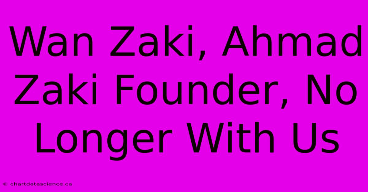 Wan Zaki, Ahmad Zaki Founder, No Longer With Us