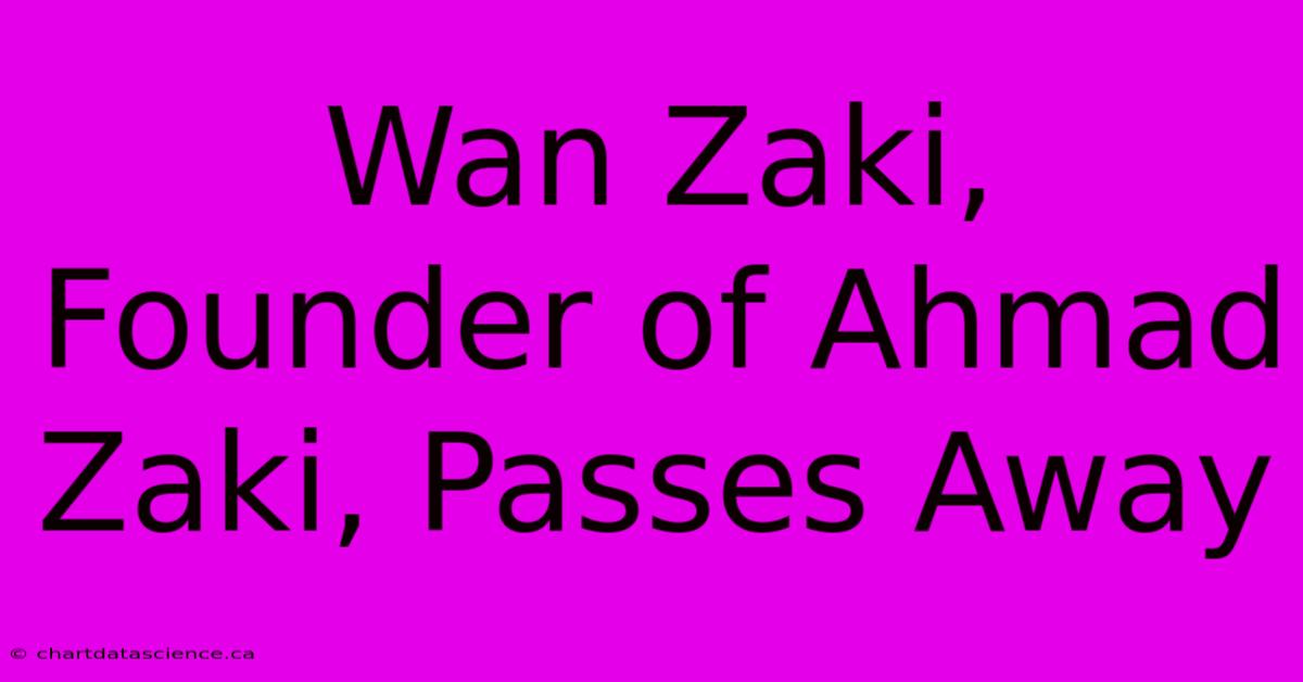 Wan Zaki, Founder Of Ahmad Zaki, Passes Away