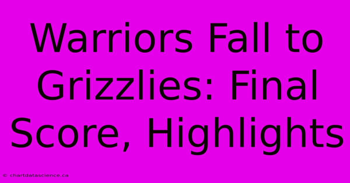 Warriors Fall To Grizzlies: Final Score, Highlights