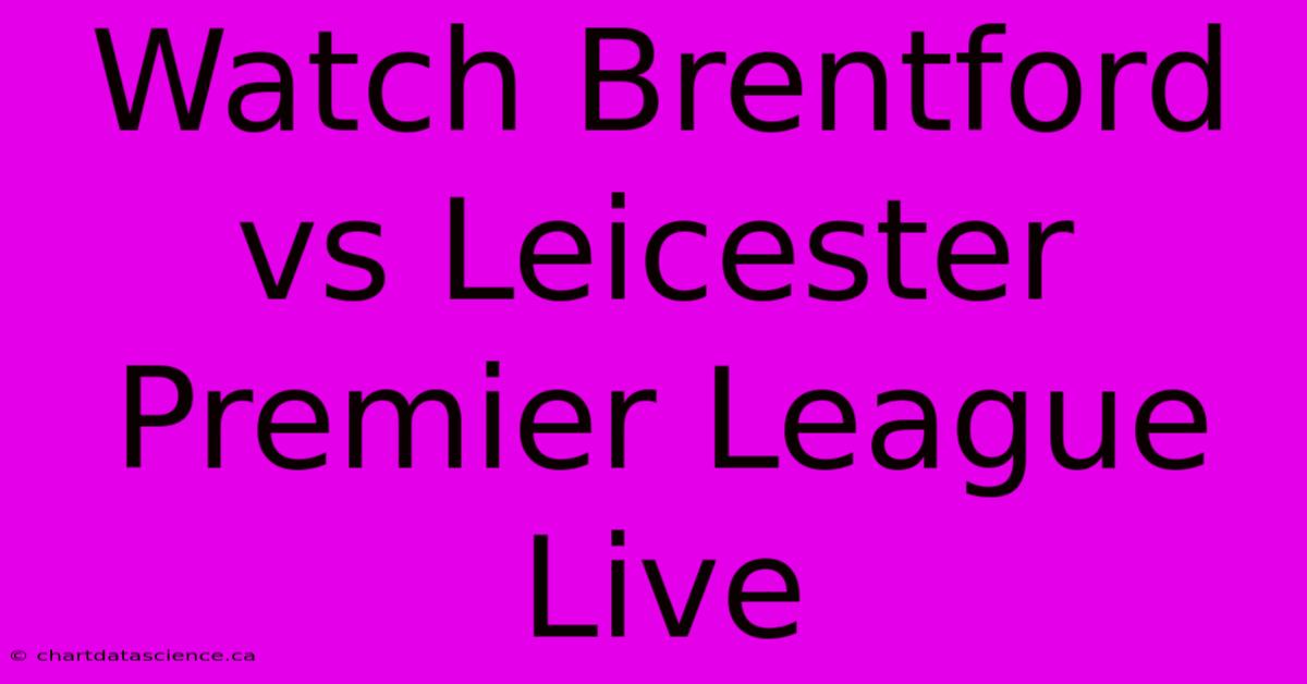 Watch Brentford Vs Leicester Premier League Live