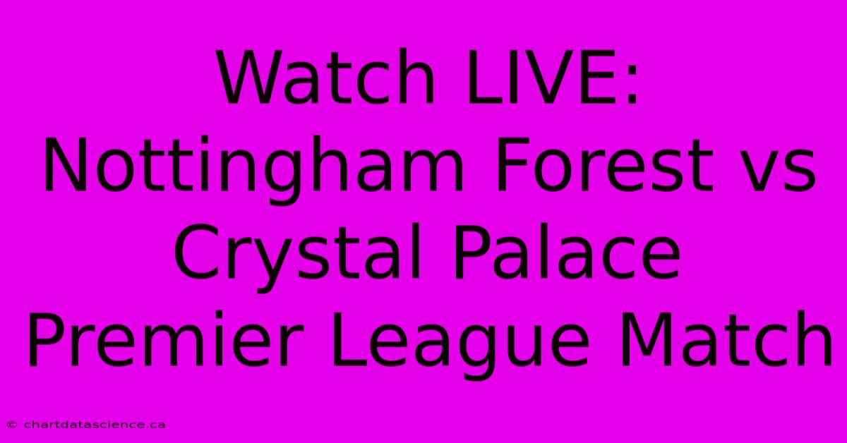 Watch LIVE: Nottingham Forest Vs Crystal Palace Premier League Match