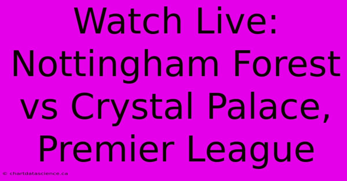 Watch Live: Nottingham Forest Vs Crystal Palace, Premier League