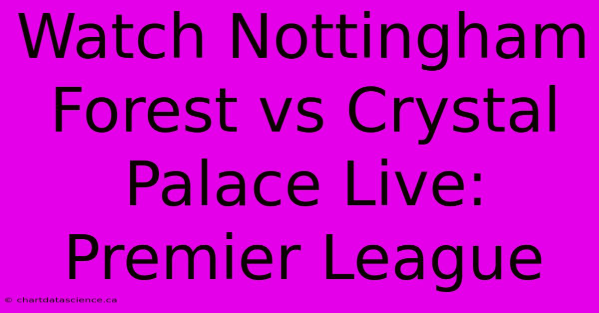 Watch Nottingham Forest Vs Crystal Palace Live: Premier League