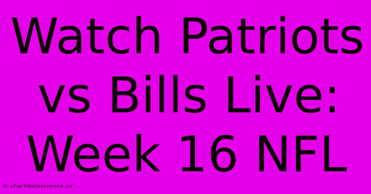 Watch Patriots Vs Bills Live: Week 16 NFL