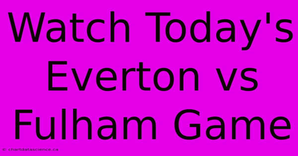 Watch Today's Everton Vs Fulham Game