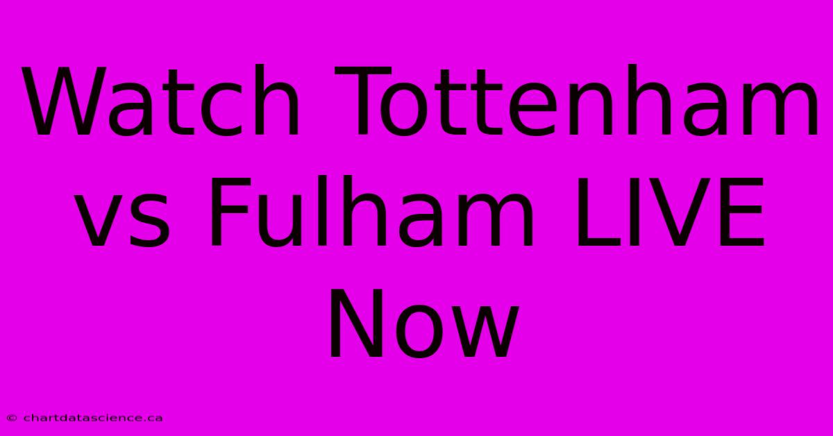 Watch Tottenham Vs Fulham LIVE Now