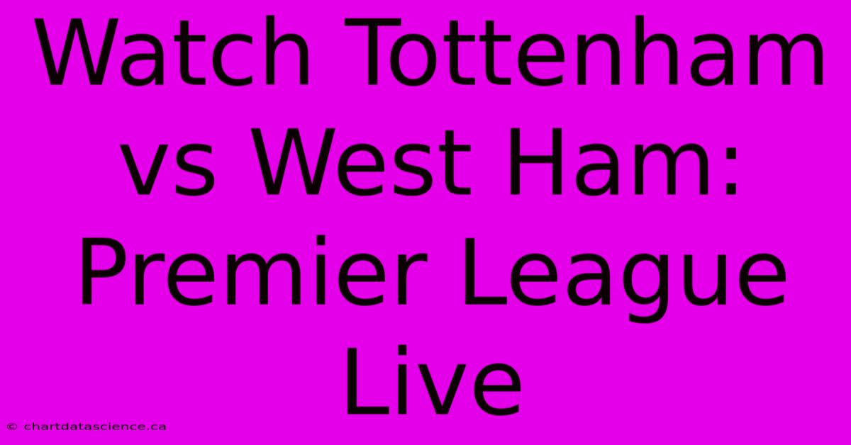 Watch Tottenham Vs West Ham: Premier League Live