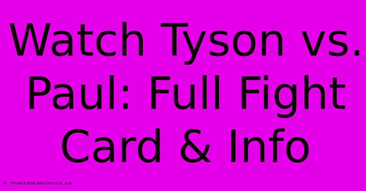 Watch Tyson Vs. Paul: Full Fight Card & Info 