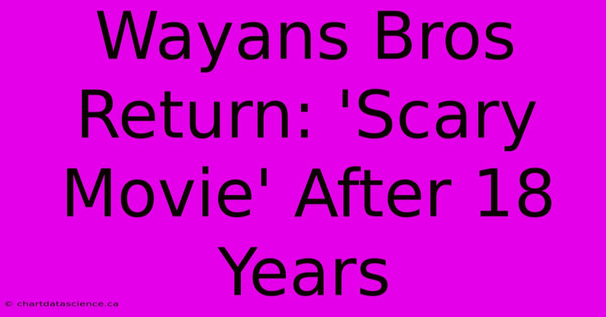 Wayans Bros Return: 'Scary Movie' After 18 Years