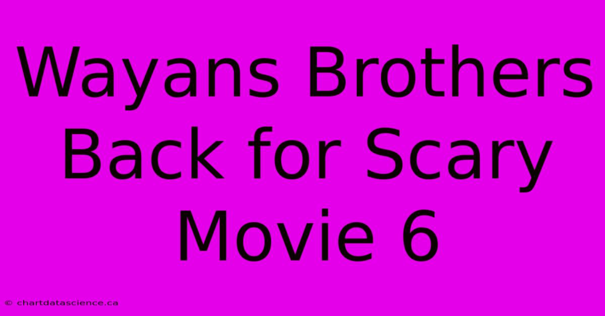 Wayans Brothers Back For Scary Movie 6