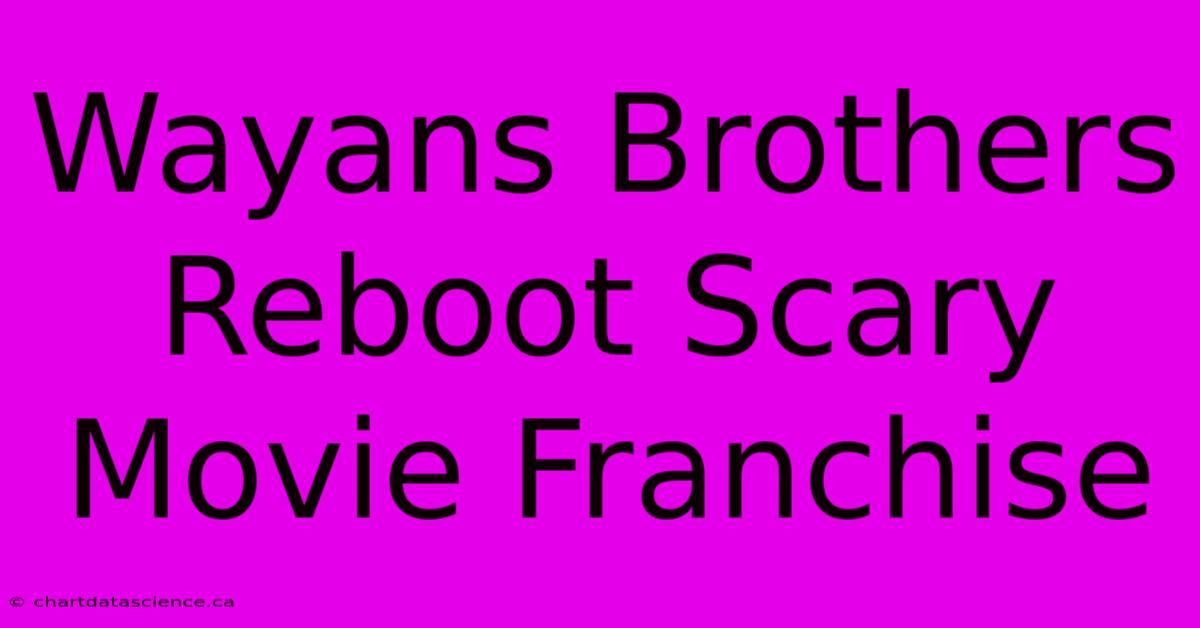 Wayans Brothers Reboot Scary Movie Franchise 