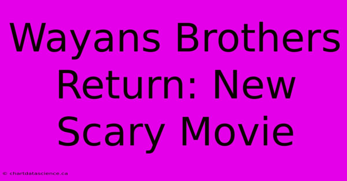 Wayans Brothers Return: New Scary Movie 