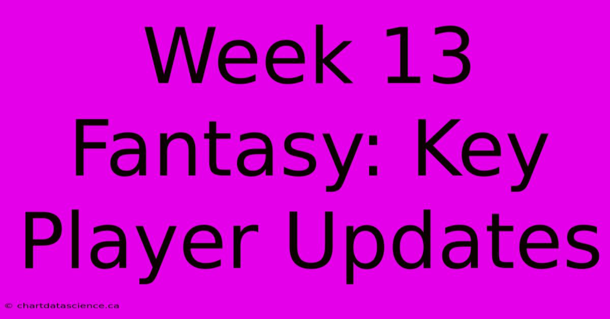 Week 13 Fantasy: Key Player Updates