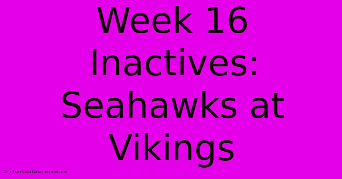 Week 16 Inactives: Seahawks At Vikings