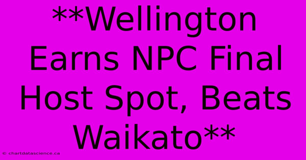 **Wellington Earns NPC Final Host Spot, Beats Waikato**