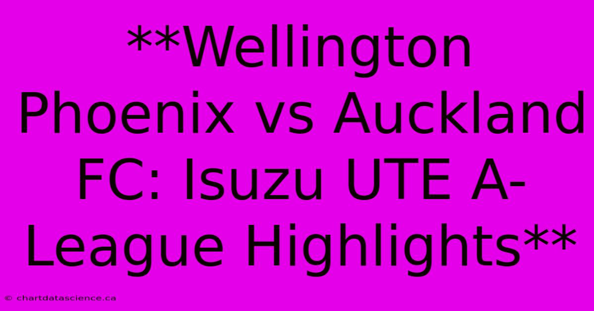 **Wellington Phoenix Vs Auckland FC: Isuzu UTE A-League Highlights**