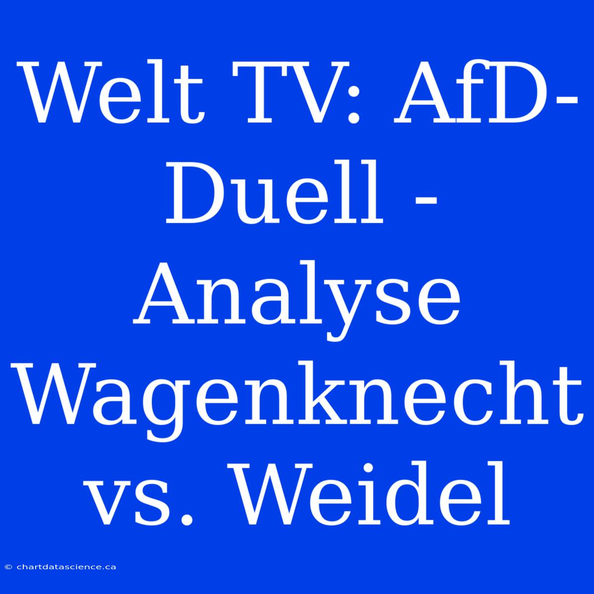 Welt TV: AfD-Duell - Analyse Wagenknecht Vs. Weidel