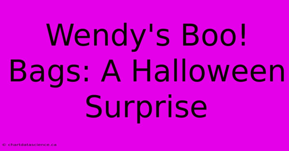 Wendy's Boo! Bags: A Halloween Surprise 