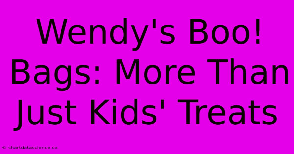 Wendy's Boo! Bags: More Than Just Kids' Treats