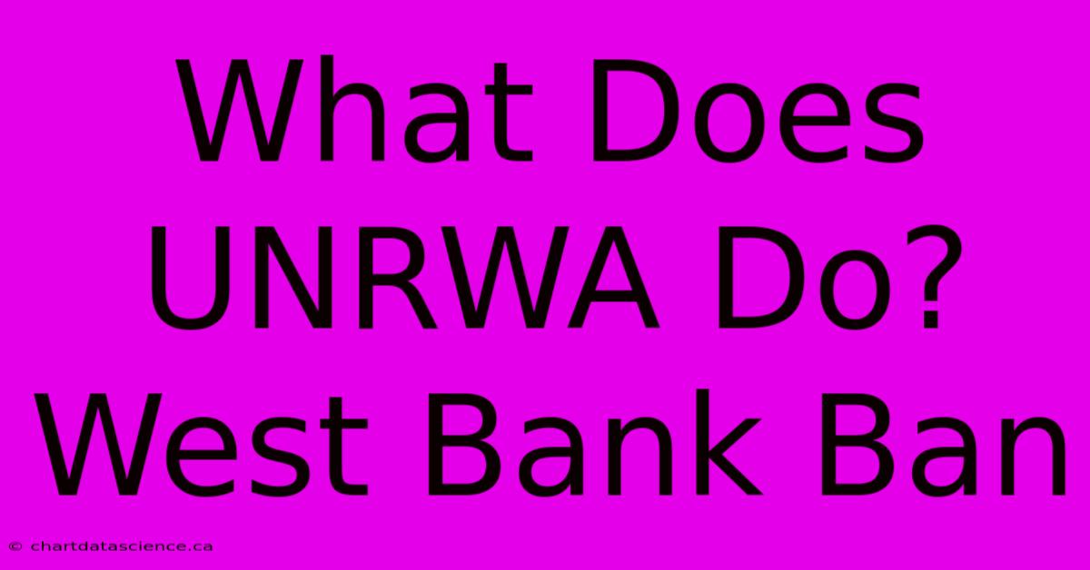 What Does UNRWA Do? West Bank Ban 