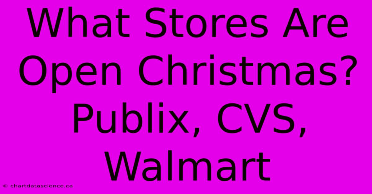 What Stores Are Open Christmas? Publix, CVS, Walmart