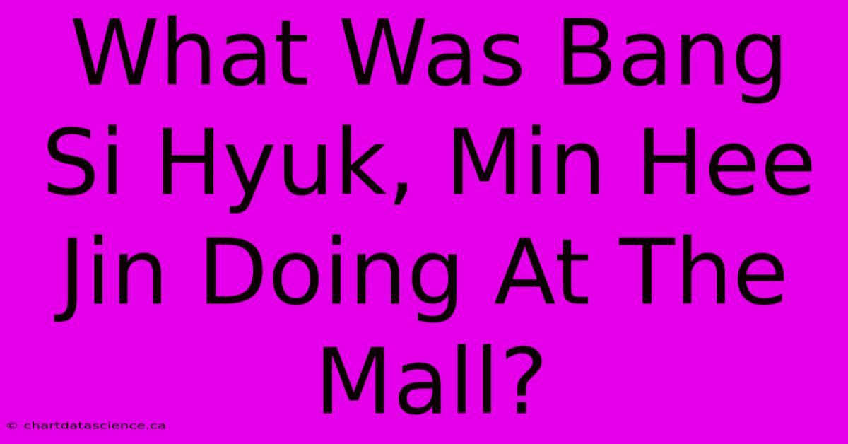 What Was Bang Si Hyuk, Min Hee Jin Doing At The Mall?