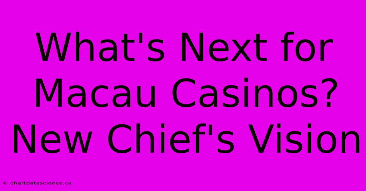 What's Next For Macau Casinos? New Chief's Vision