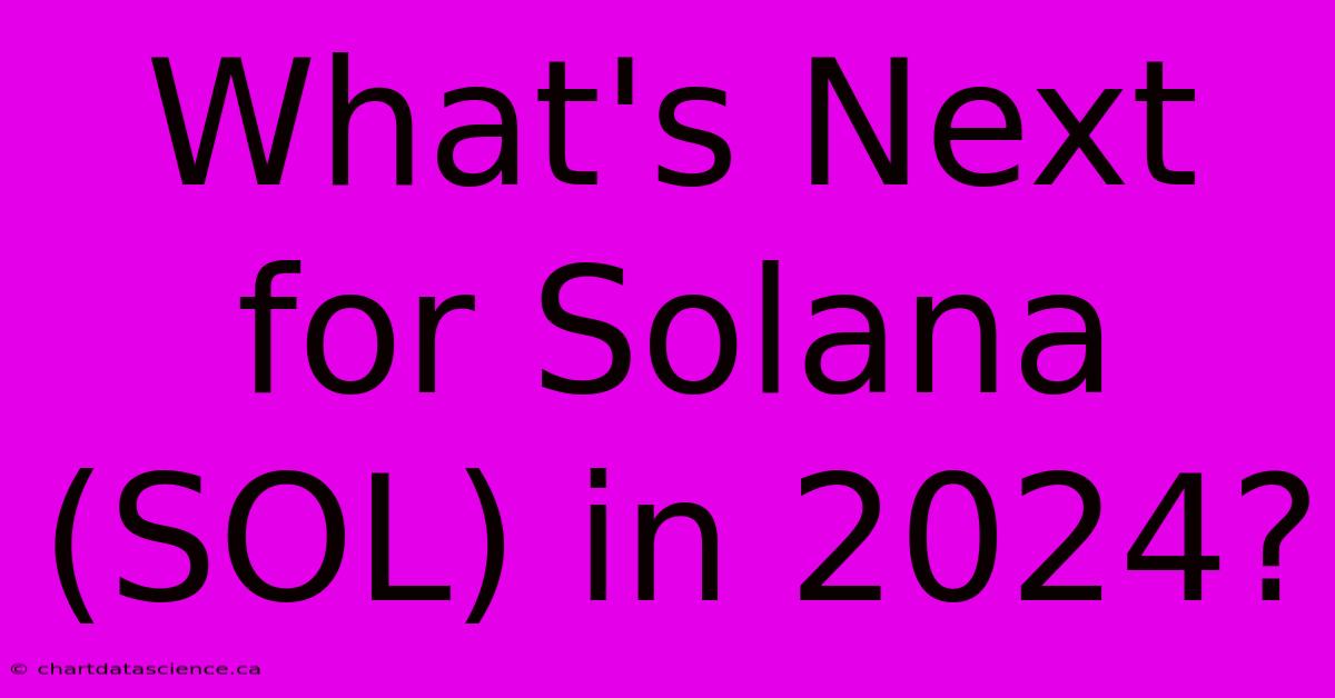 What's Next For Solana (SOL) In 2024?