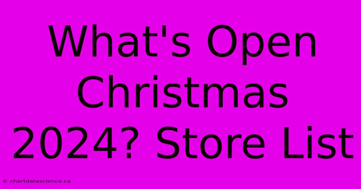 What's Open Christmas 2024? Store List