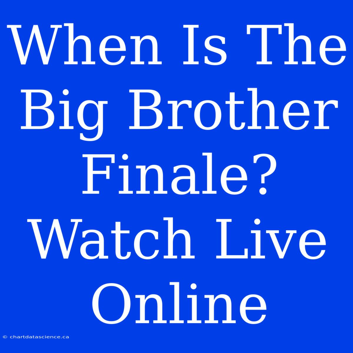 When Is The Big Brother Finale? Watch Live Online