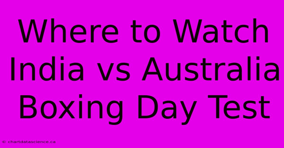 Where To Watch India Vs Australia Boxing Day Test