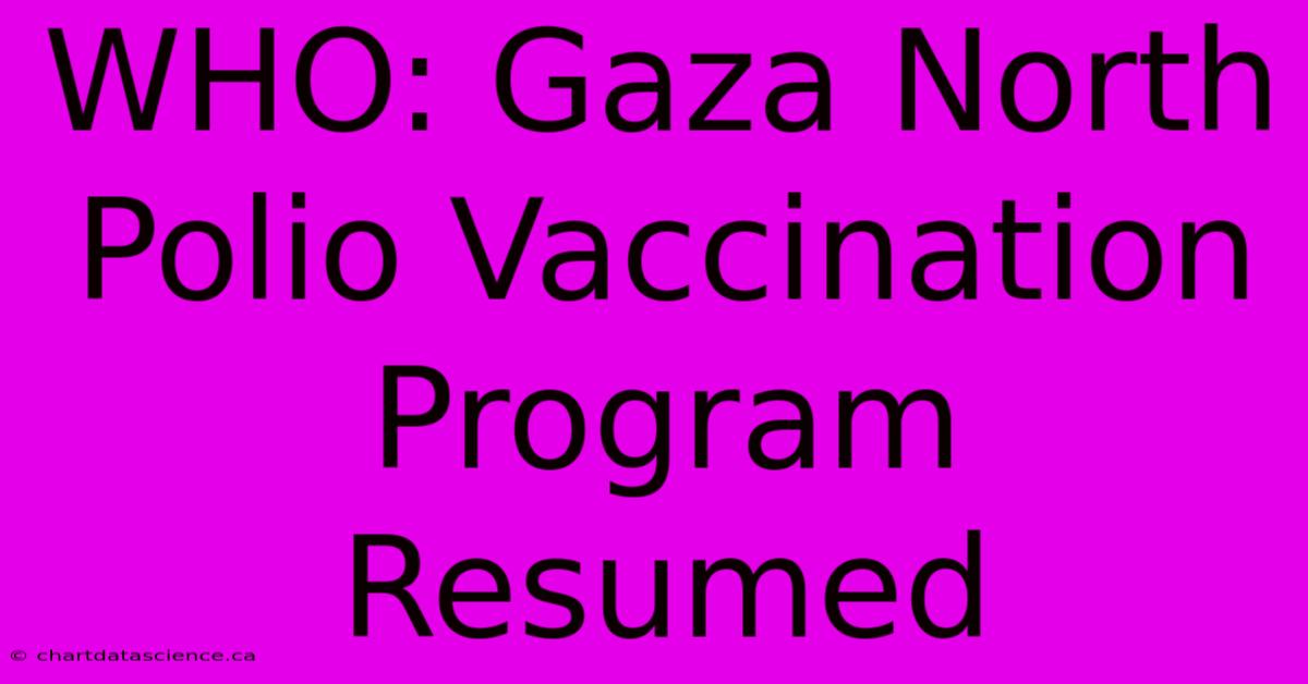 WHO: Gaza North Polio Vaccination Program Resumed 