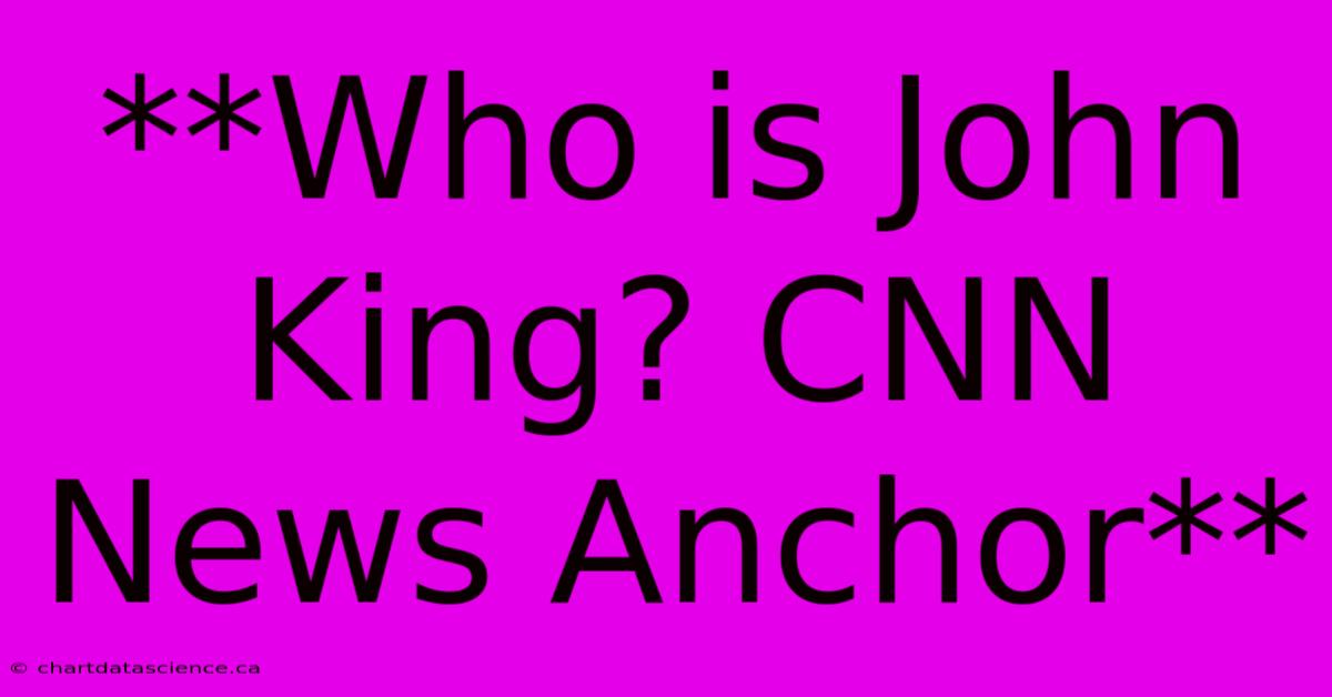 **Who Is John King? CNN News Anchor**