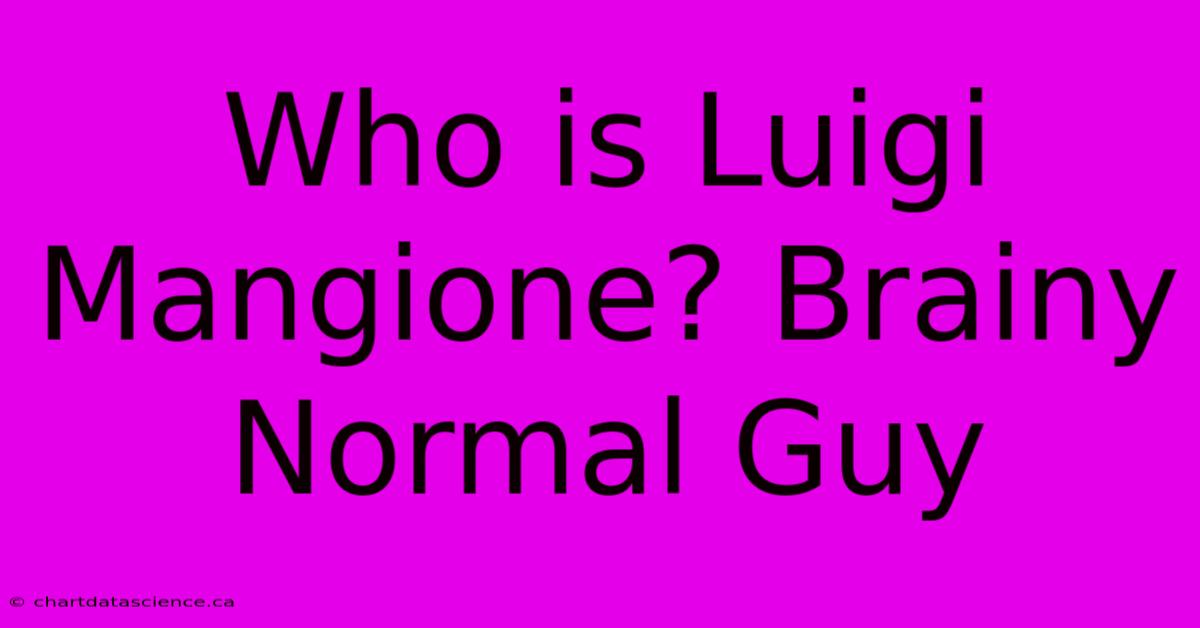 Who Is Luigi Mangione? Brainy Normal Guy