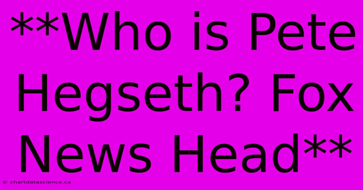 **Who Is Pete Hegseth? Fox News Head**