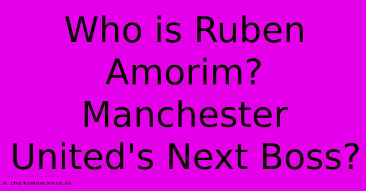 Who Is Ruben Amorim? Manchester United's Next Boss? 