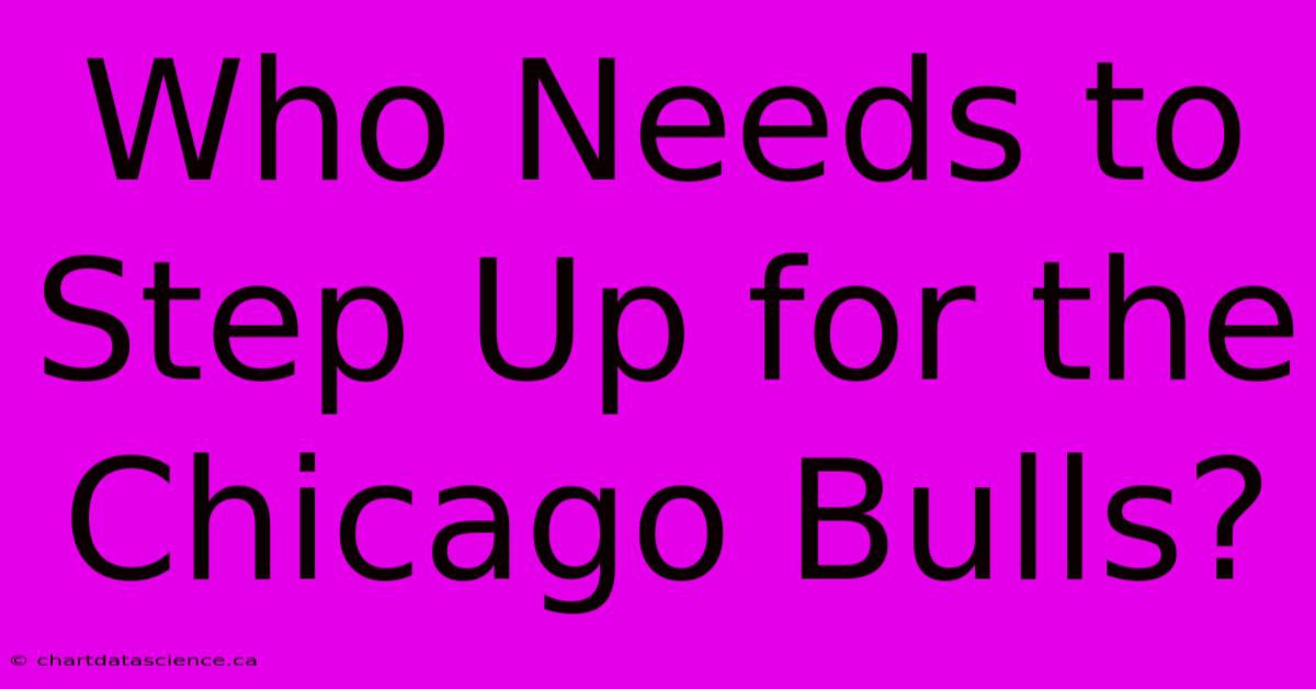 Who Needs To Step Up For The Chicago Bulls?