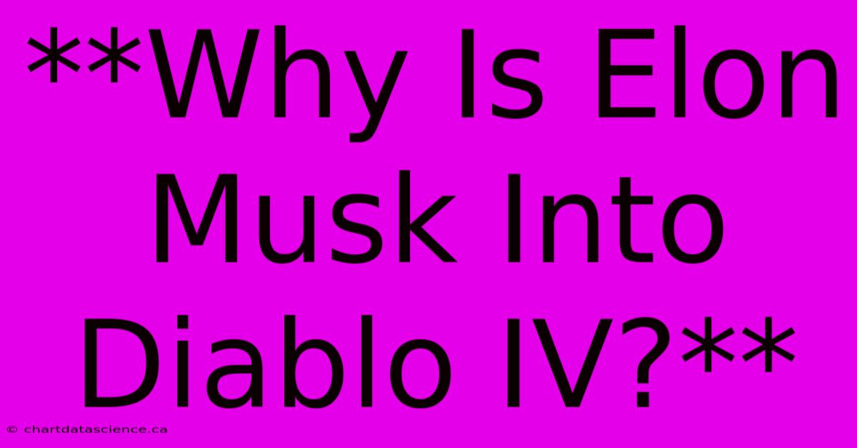 **Why Is Elon Musk Into Diablo IV?**