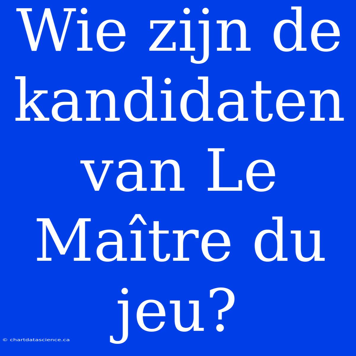 Wie Zijn De Kandidaten Van Le Maître Du Jeu?