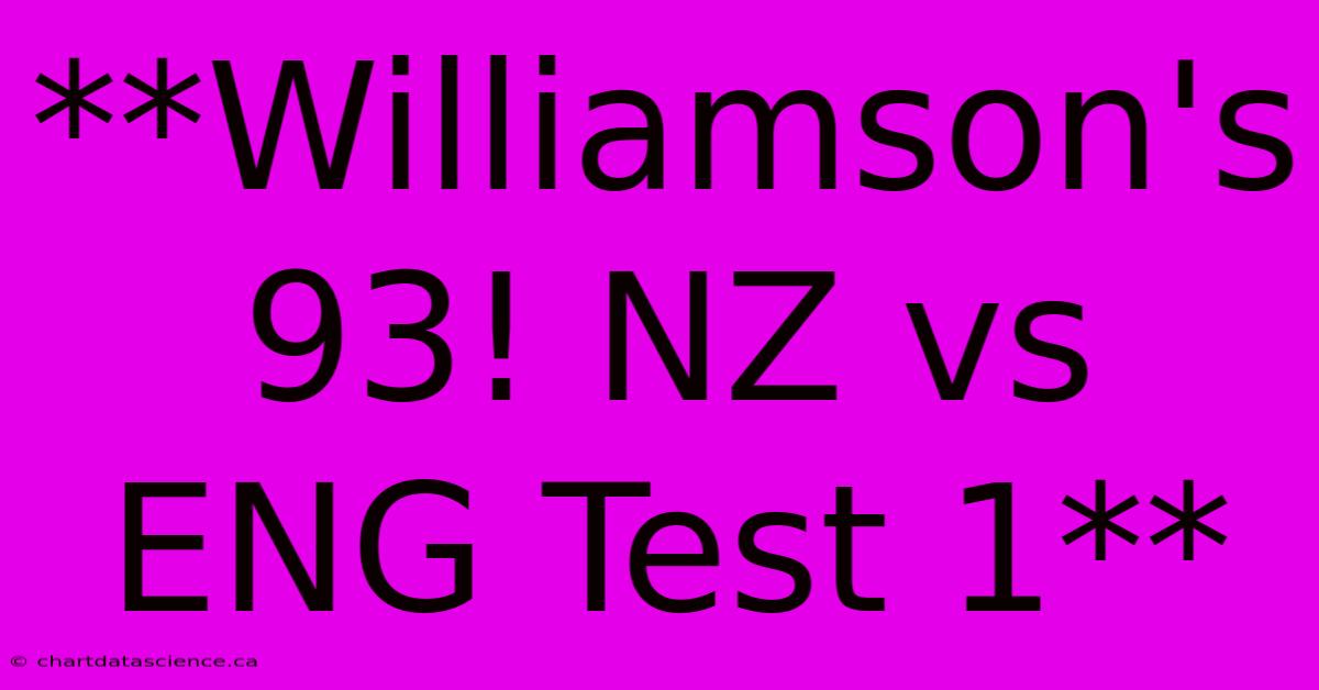 **Williamson's 93! NZ Vs ENG Test 1**