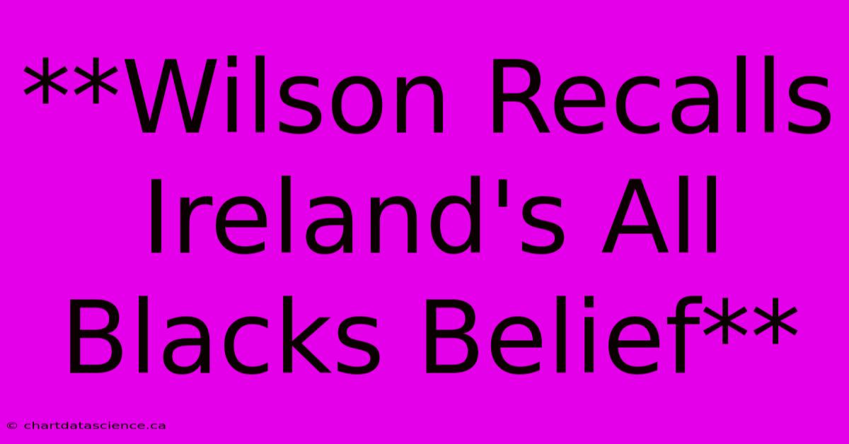 **Wilson Recalls Ireland's All Blacks Belief** 